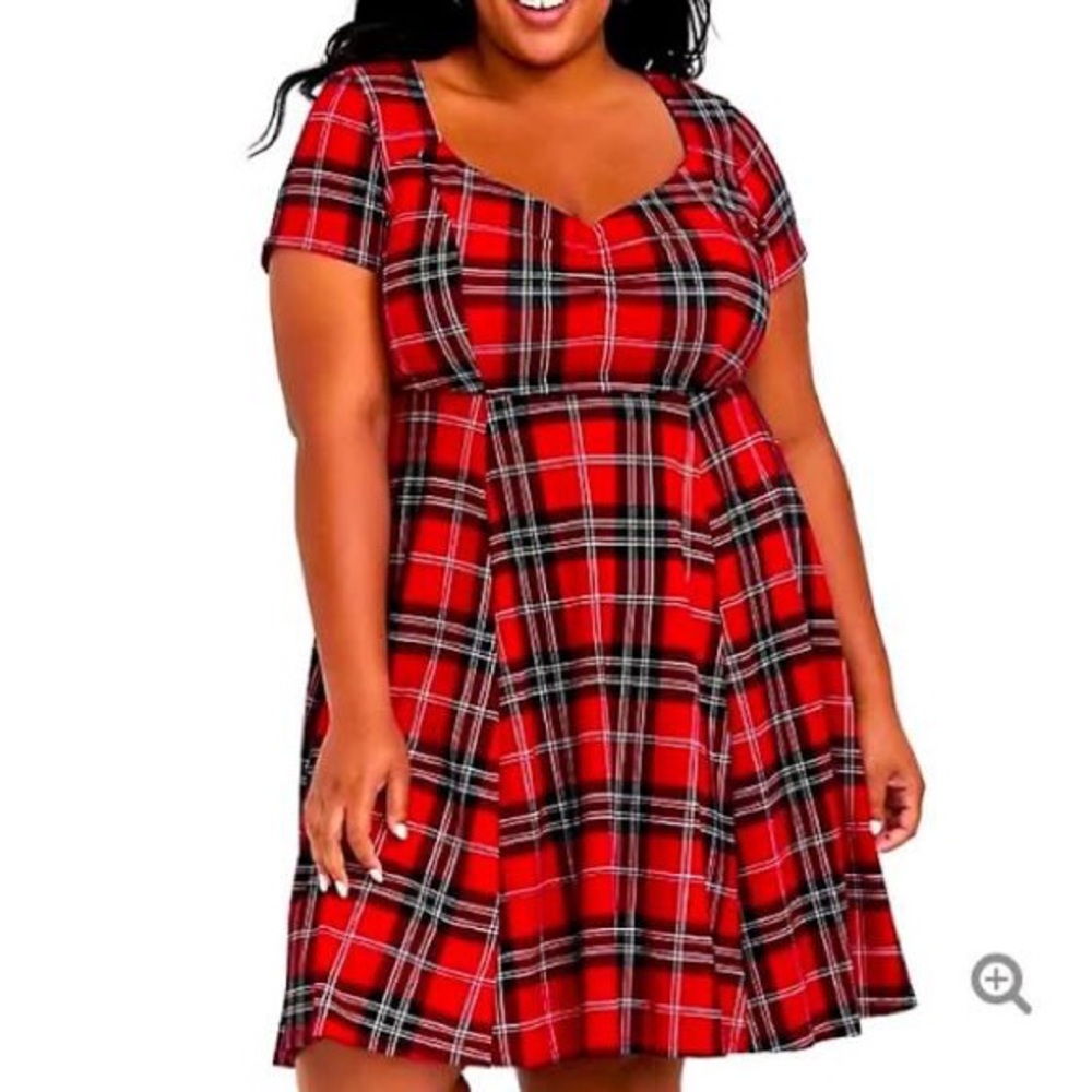 Torrid, Size 4 (26W), Red Plaid Plaid Premium Ponte Dress